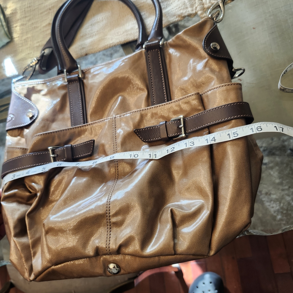 Tod's Tote/Crossbody, Tan/Brown Coated Canvas/Leather, Shoulder Bag - Picture 12 of 16
